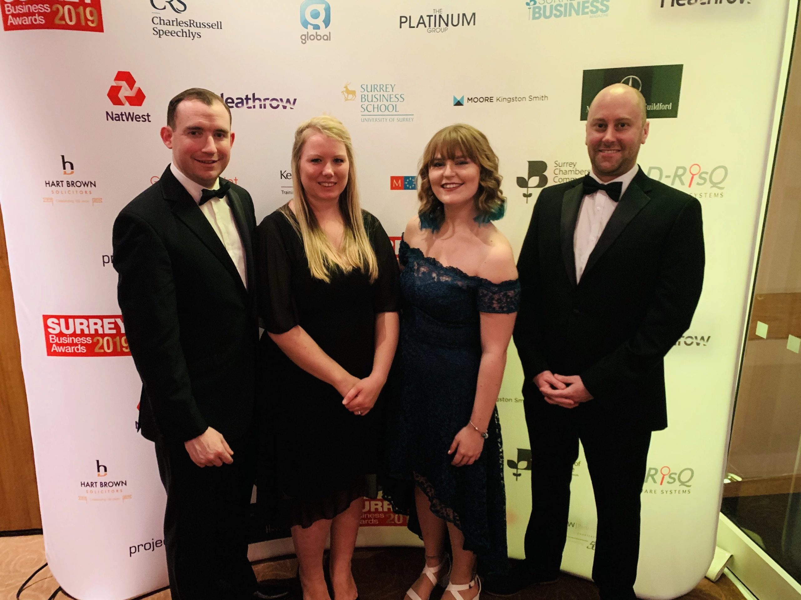 Michael Higgins and the Lovetts team at the 2019 Surrey Business Awards